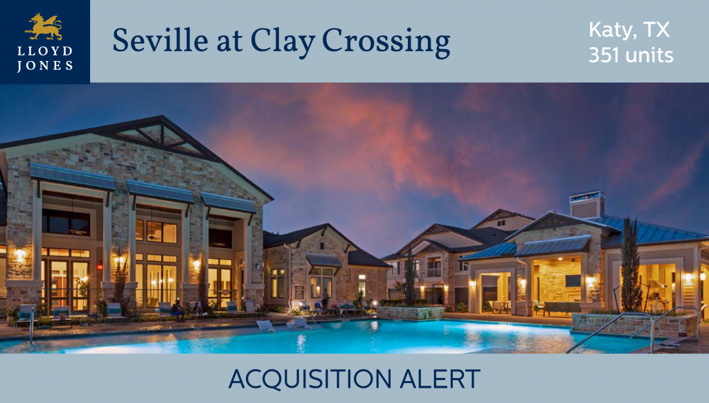 Lloyd Jones adquiere un activo multifamiliar básico de 351 unidades en Katy, Texas